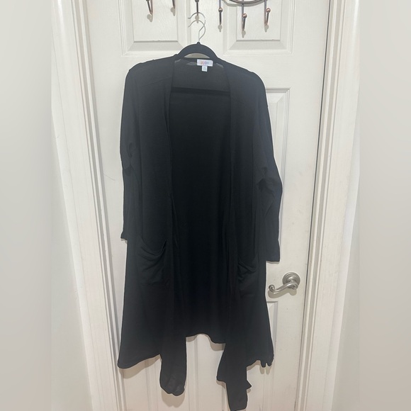 LuLaRoe black full length open front cardigan with double pockets 2X - Picture 1 of 4